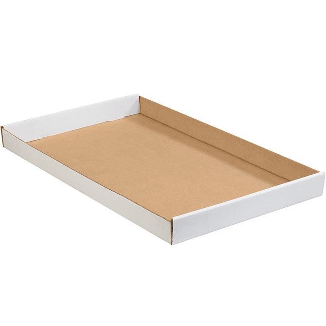 24 X 15 X 1.75" ECT-32 Corrugated Trays, White, 50 Trays/Bundle