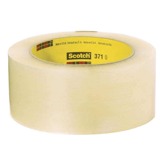 3M 371 Carton Sealing Tape - 2" X 110 Yds., 1.8 MIL, Hot Melt, Clear, 36 Rolls/Case