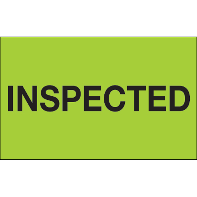 3" X 5" - "Inspected" (Fluorescent Green) Labels, 500/Roll