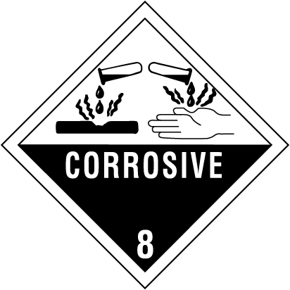 4 X 4" - Class 8 Corrosive Labels, 4 X 4", 500/Roll