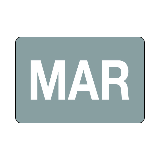 2 X 3" - March Labels, Grey With White Print, 500/Roll