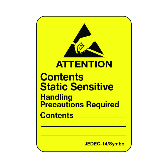 1.75 X 2.5" - Attention Static Sensitive Devices Labels, Orange With Black Print, 500/Roll