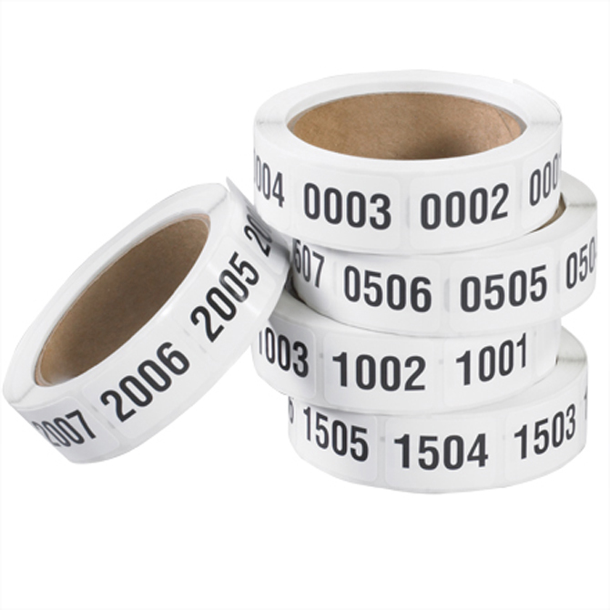 1" X 1.5" (0501-1000)CONSECUTIVE Numbered Labels, 500/Roll