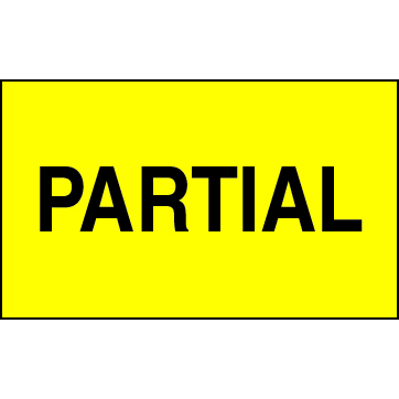 3 X 5" - Partial Labels, Yellow With Black Print, 500/Roll