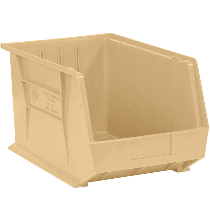 10.75 X 8.25 X 7" Plastic Stack & Hang Bin Boxes, Ivory, 6/Case