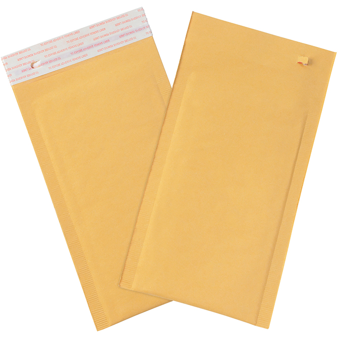#00 - 5 X 10" Self-Seal Bubble-Lined Mailers W/Tear Strip, Kraft, 250/Case
