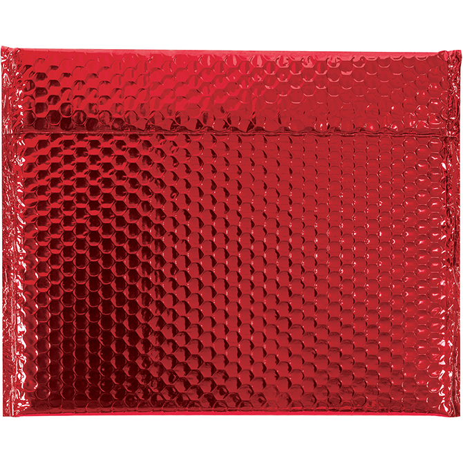 13.75 X 11" Bubble-Lined Glamour Bubble Mailers, Metallic Red, 48/Case