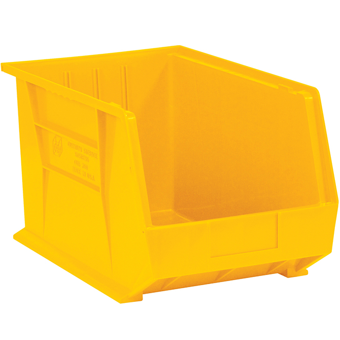 18 X 11 X 10" Plastic Stack & Hang Bin Boxes, Yellow, 4/Case