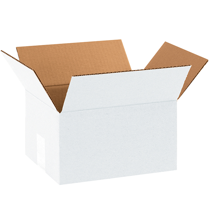 10 X 8 X 6" ECT-32 RSC Corrugated Box, White, 25 Boxes/Bundle