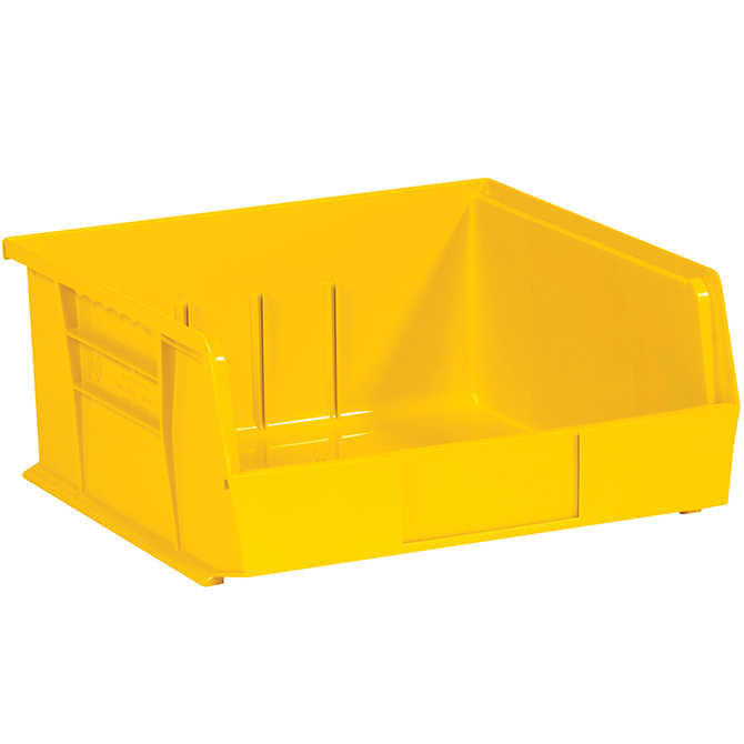 10.875 X 11 X 5" Plastic Stack & Hang Bin Boxes, Yellow, 6/Case