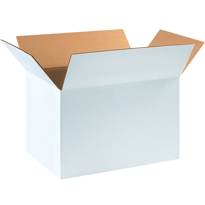 18 X 12 X 12" ECT-32 RSC Corrugated Box, White, 25 Boxes/Bundle