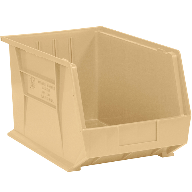 16 X 11 X 8" Plastic Stack & Hang Bin Boxes, Ivory, 4/Case