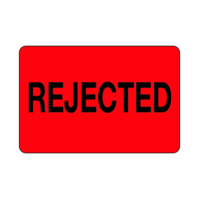 2 X 3" - Rejected Labels, Red With Black Print, 500/Roll