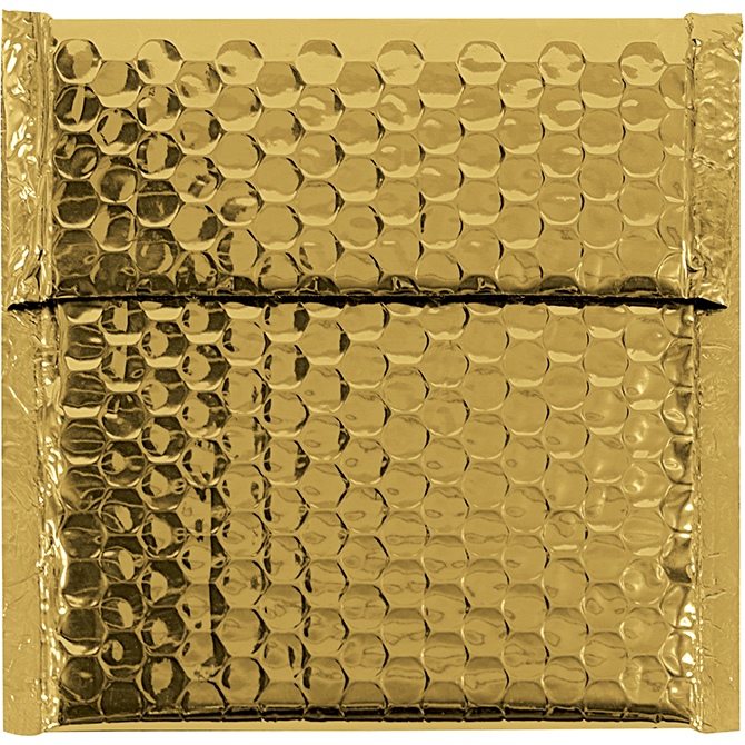 7 X 6.75" Bubble-Lined Glamour Bubble Mailers, Metallic Gold, 72/Case