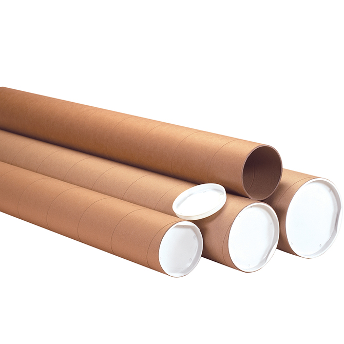 3 X 36", .125" Thick, Kraft, Mailing Tubes With End Caps, 24/Case