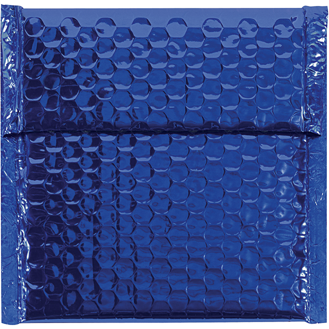 7 X 6.75" Bubble-Lined Glamour Bubble Mailers, Metallic Blue, 72/Case