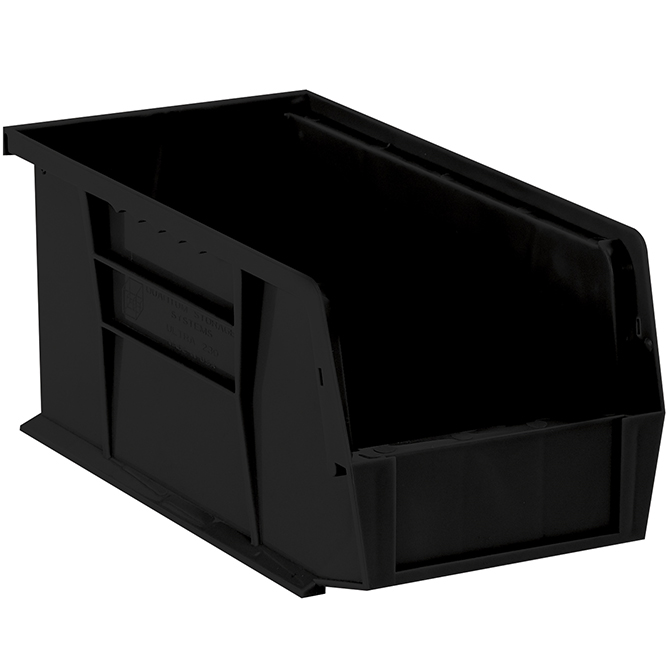 18 X 8.25 X 9" Plastic Stack & Hang Bin Boxes, Black, 6/Case