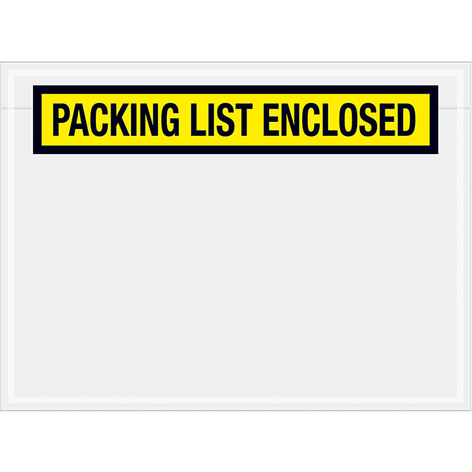 Packing List Envelopes - 6.75 X 5", Yellow, "Packing List Enclosed", 1000/Case