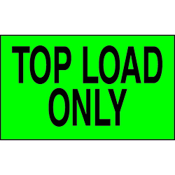 3 X 5" - Top Load Only Labels, Green With Black Print, 500/Roll