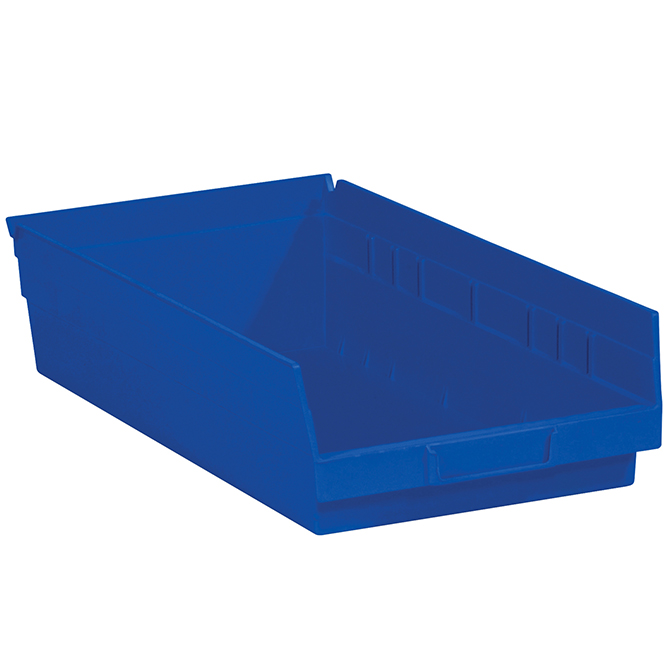 17.875 X 11.125 X 4" Plastic Shelf Bin Boxes, Blue, 8/Case