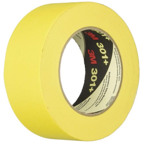 3M 301+ 1" X 60 Yds. High Temp Masking Tape - Yellow, 6.3 MIL, 36 Rolls/Case