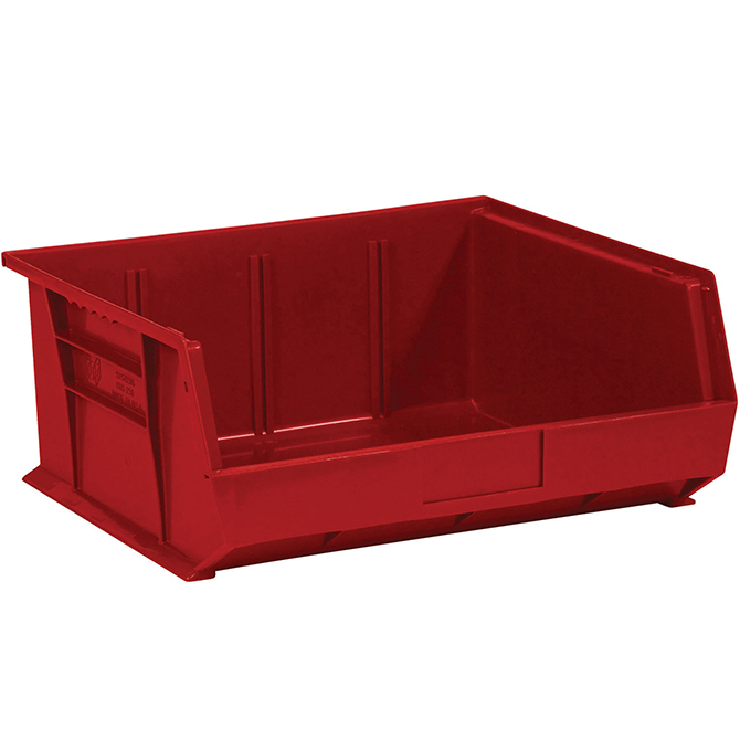 14.75 X 16.5 X 7" Plastic Stack & Hang Bin Boxes, Red, 6/Case