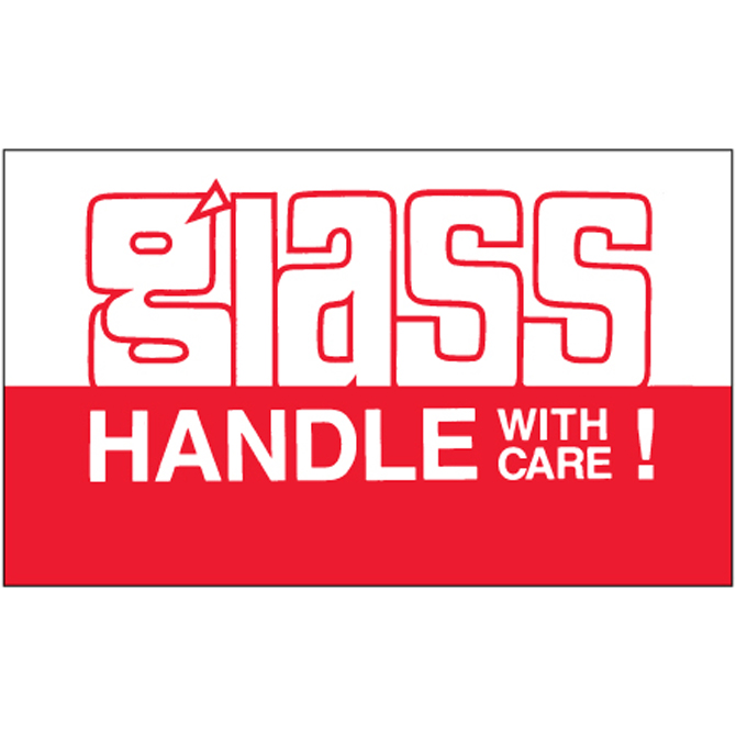 3" X 5" - "Glass - Handle With Care" Labels, 500/Roll