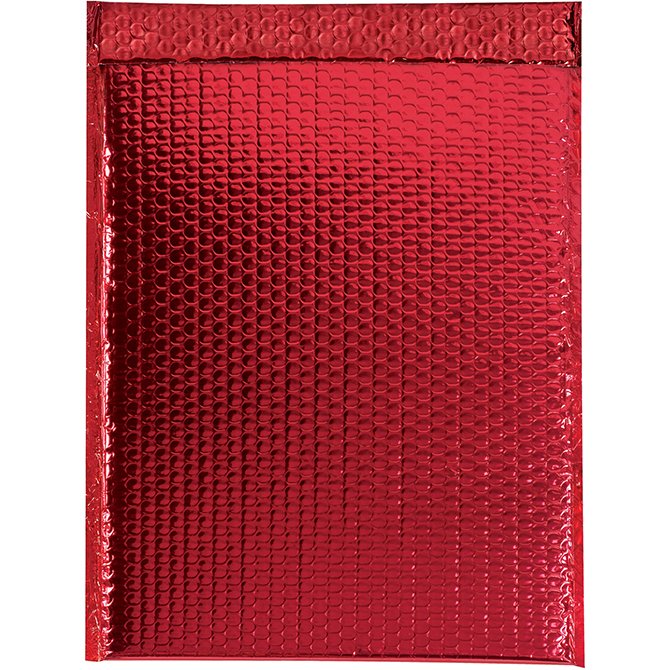 13 X 17.5" Bubble-Lined Glamour Bubble Mailers, Metallic Red, 100/Case
