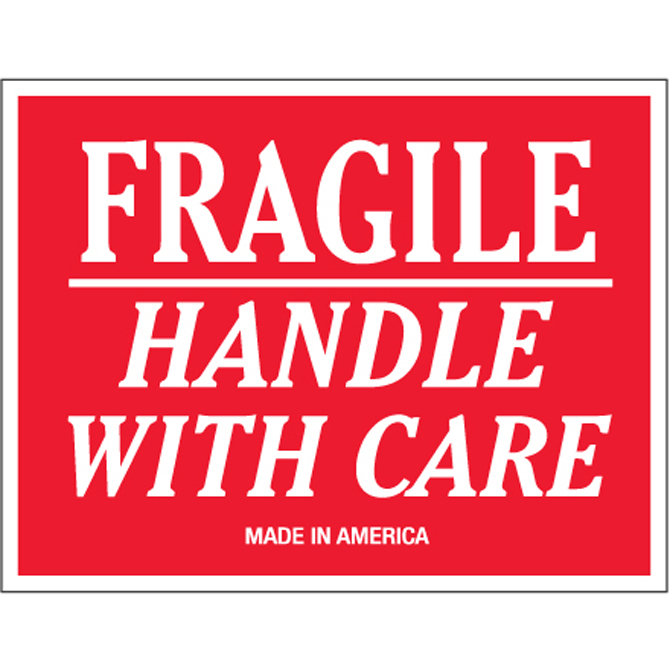 3" X 5" - "Fragile - Handle With Care" Labels, 500/Roll 3