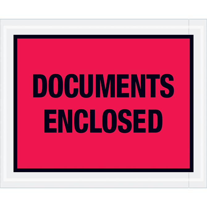 Packing List Envelopes - 4.5 X 5.5", Red, "Documents Enclosed", 1000/Case