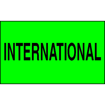 3 X 5" - International Labels, Green With Black Print, 500/Roll