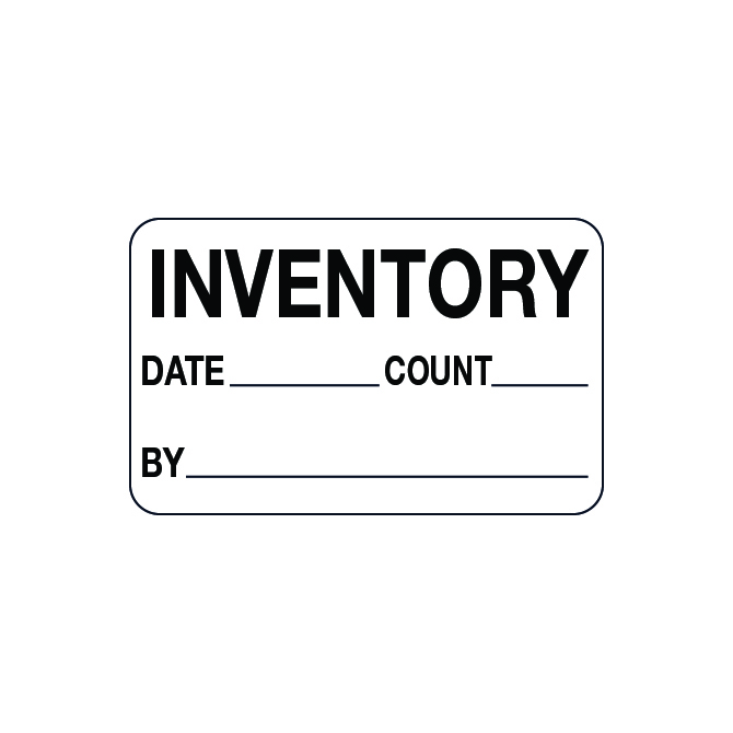1.25 X 2" - Inventory/Date/Count/By Labels, White With Black Print, 500/Roll