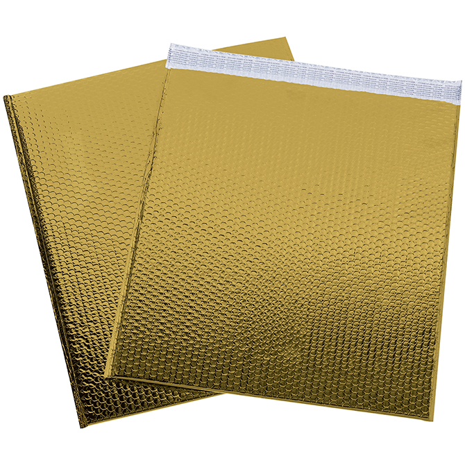 19 X 22.5" Bubble-Lined Glamour Bubble Mailers, Metallic Gold, 48/Case