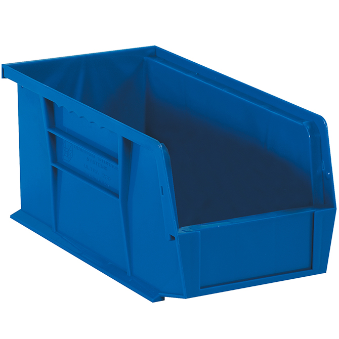 18 X 8.25 X 9" Plastic Stack & Hang Bin Boxes, Blue, 6/Case