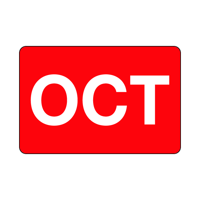 2 X 3" - October Labels, Red With White Print, 500/Roll