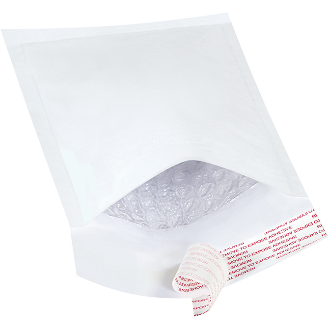 #000 - 4 X 8" Self-Seal Bubble-Lined Mailer, White, 500/Case