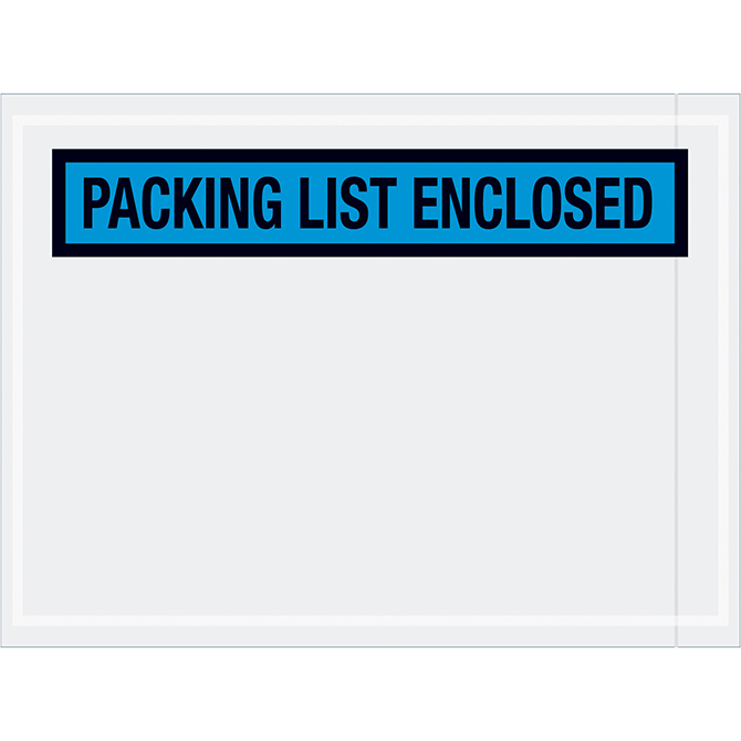 Packing List Envelopes - 4.5 X 6", Blue, "Packing List Enclosed", 1000/Case
