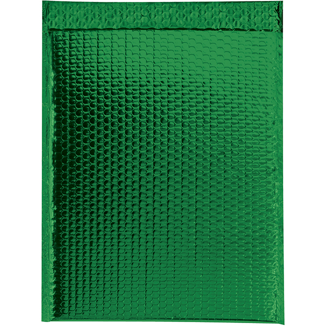 13 X 17.5" Bubble-Lined Glamour Bubble Mailers, Metallic Green, 100/Case