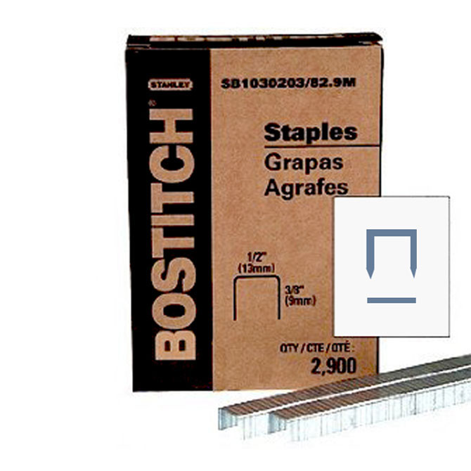 Stanley Bostitch SB1030203/8 Plier Staple - 1/2" Crown, 3/8" Leg, 2912/Box