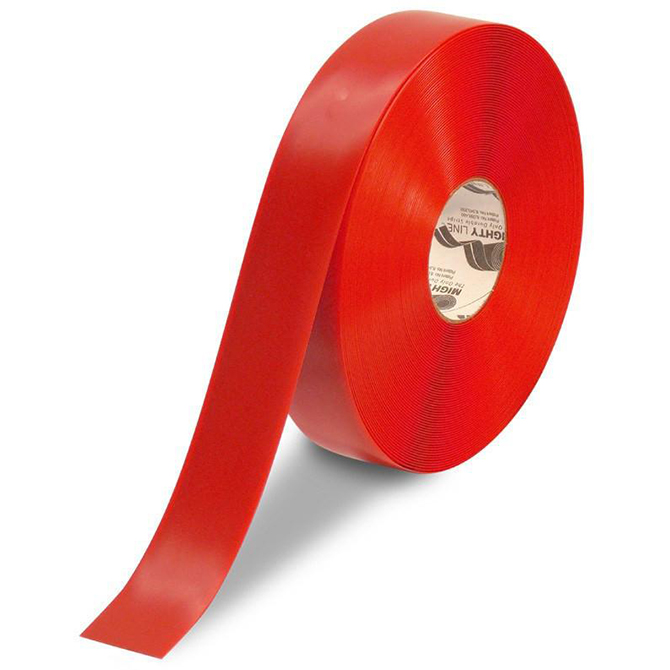 Mighty Line Vinyl Floor Marking Tape - 2" X 100 FT., Red, 3 Rolls/Case
