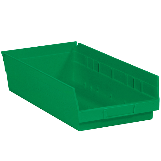 17.875 X 8.375 X 4" Plastic Shelf Bin Boxes, Green, 10/Case