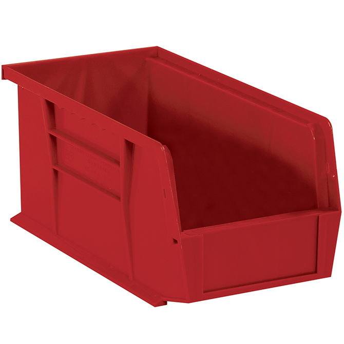 18 X 8.25 X 9" Plastic Stack & Hang Bin Boxes, Red, 6/Case