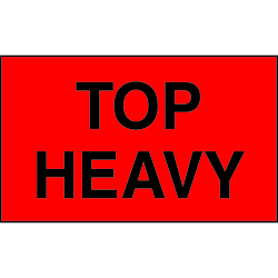 3 X 5" - Top Heavy Labels, Red With Black Print, 500/Roll