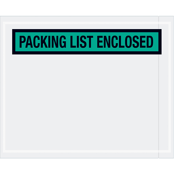 Packing List Envelopes - 4.5 X 5.5", Green, "Packing List Enclosed", 1000/Case