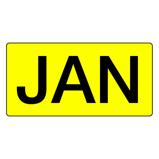 3" X 6" - "Jan" (Fluorescent Yellow)Months Of The Year Labels, 500/Roll