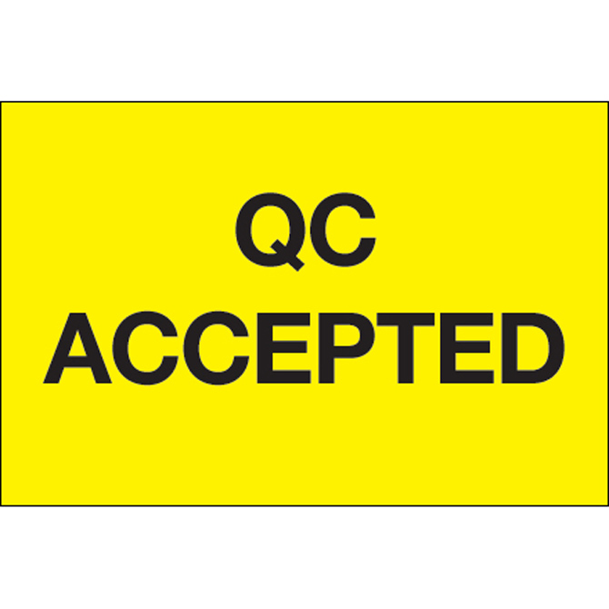 2" X 3" - "Qc Accepted" (Fluorescent Yellow) Labels, 500/Roll