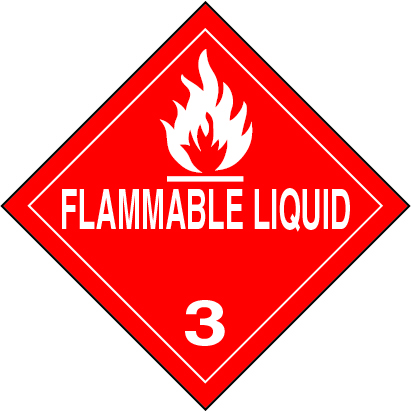 4 X 4" - Class 3 Flammable Liquid Labels, 4 X 4", 500/Roll
