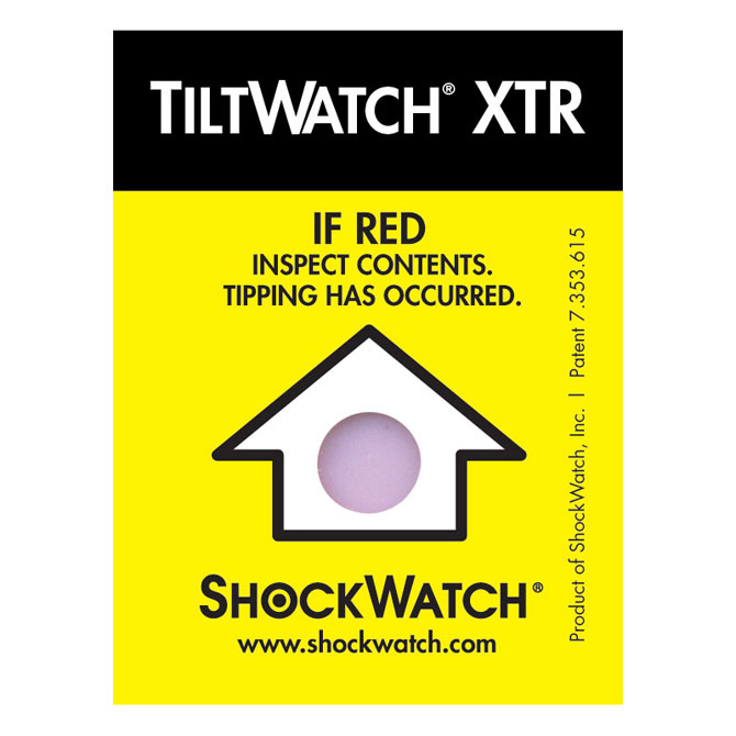ShockWatch&reg; TiltWatch Xtr Tilt Indicator, 100/Case