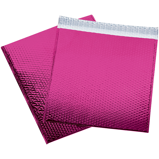 16 X 17.5" Bubble-Lined Glamour Bubble Mailers, Metallic Pink, 48/Case