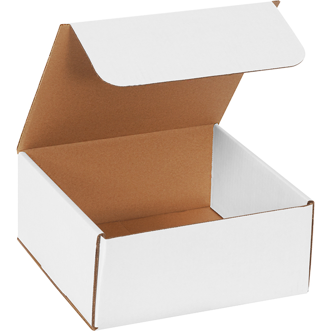 9 X 9 X 4" White Corrugated Mailer, 50 Mailers/Bundle